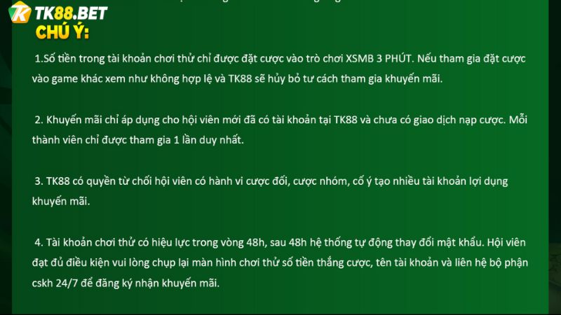 Lưu ý về khuyến mãi Nhận 300K chơi miễn phí